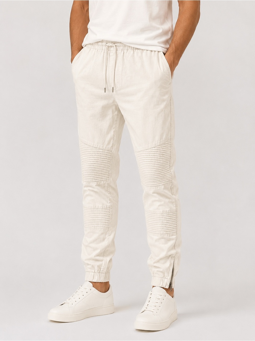 Forever 21 Offwhite Moto Jogger Pants Size L